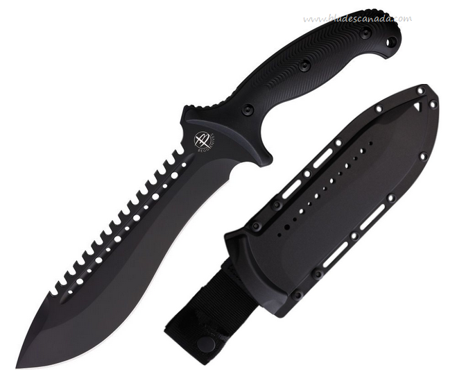 Begg Knives Bolo Fixed Blade Knife, AUS10A Black, Nylon Sheath, BG024