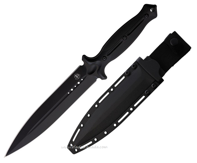 Begg Knives Filoso Fixed Blade Dagger Knife, 1095HC Black, Nylon Black, BG027