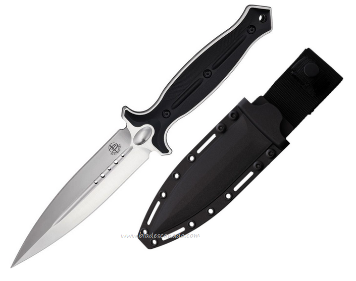 Begg Knives Filoso Fixed Blade Dagger Knife, AUS10A Satin, Nylon Black, BG030