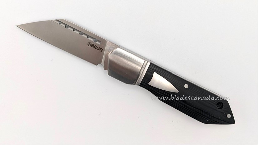 Begg Knives Bullet Train Slipjoint Folding Knife, 14C28N Satin Wharncliffe Blade, G10 Black - BG036
