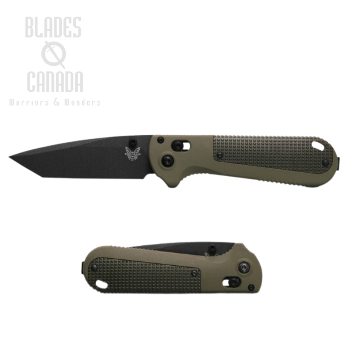 Benchmade Redoubt Tanto Folding Knife, CPM D2 Black, Grivory Green/Grey, 431BK-1