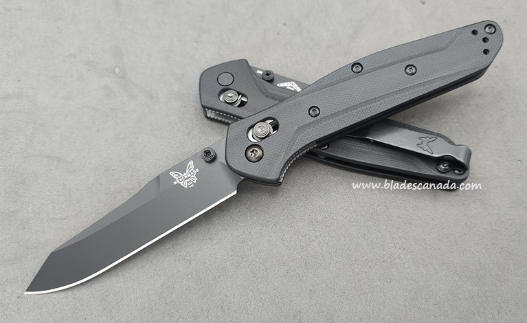 Benchmade 940 Osborne Customized Folding Knife, S90V, Black G10, Black Thumbstud & Standoffs, 940CU4
