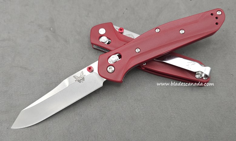 Benchmade 940 Osborne Customized Folding Knife, S30V, Red G10, Red Thumbstud & Standoffs, 940CU5
