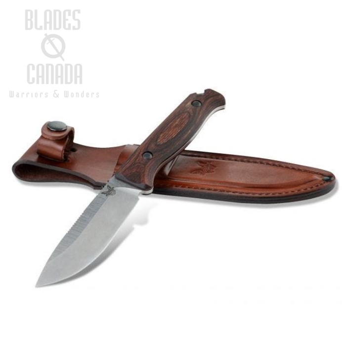 Benchmade Hunt Saddle Mountain Skinner Fixed Blade Knife, S30V, Wood, Leather Sheath, 15002 (image for) Benchmade Hunt Saddle Mountain Skinner Fixed Blade Knife, S30V, Wood, Leather Sheath, 15002
