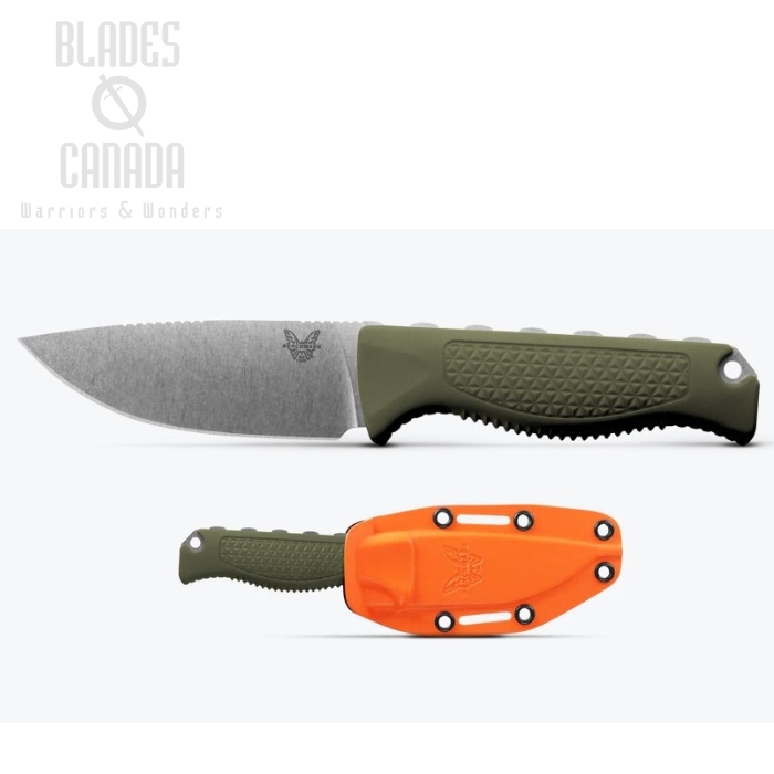 (image for) Benchmade Steep Country Fixed Blade Knife, S30V, OD Handle, Boltron Sheath, 15006-01