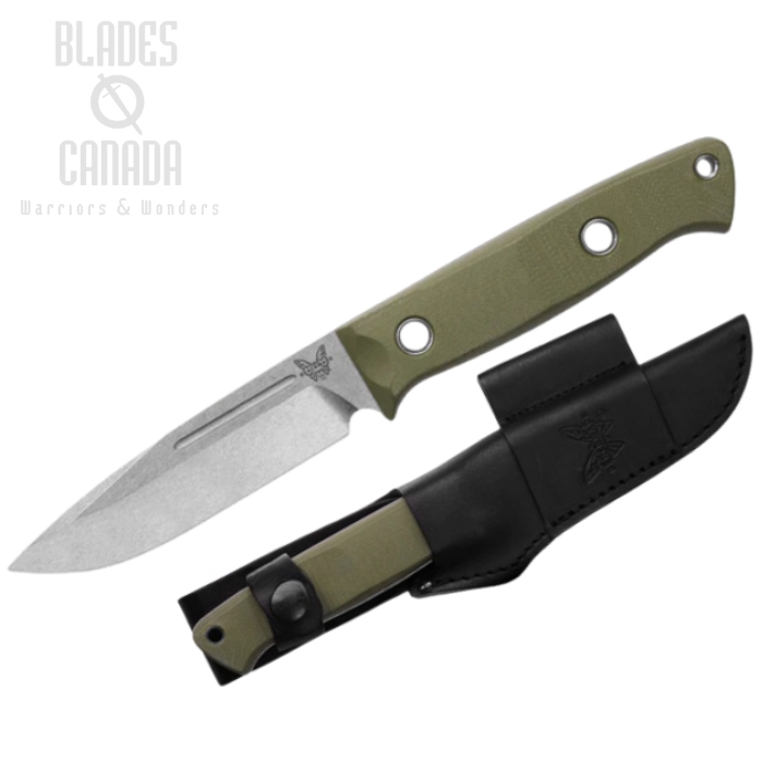 (image for) Benchmade Sibert Bushcrafter Fixed Blade Knife, CPM S30V, G10 OD Green/Red, 163-1