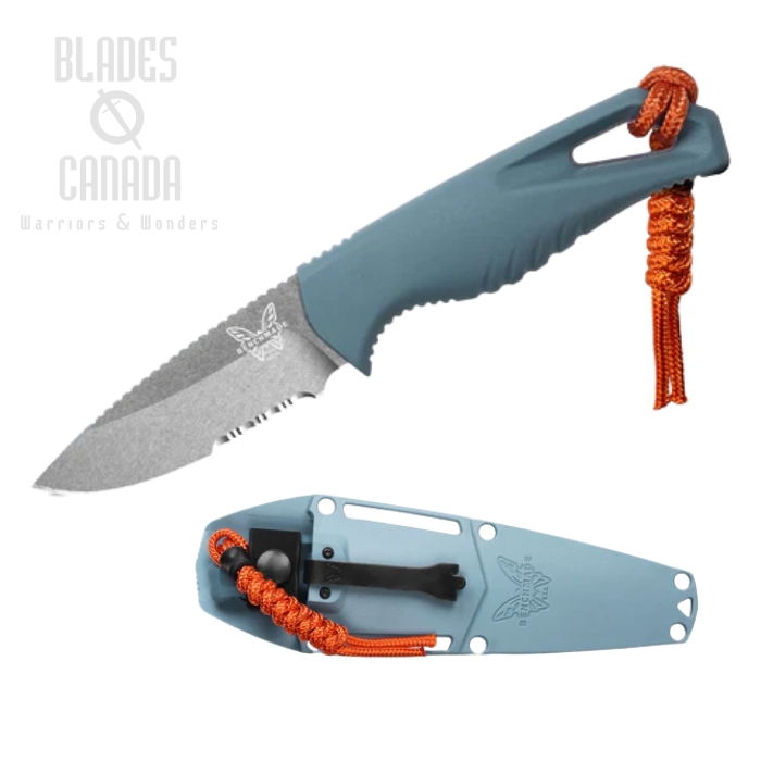 Benchmade Intersect Fixed Blade Knife, MagnaCut SW, Santoprene Blue, Quick Mount Sheath, 18050S