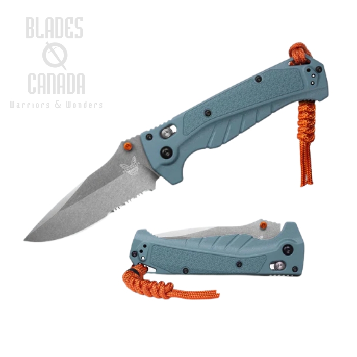 Benchmade Adira Axis Lock Folding Knife, MagnaCut Satin, Grivory Blue, 18060S