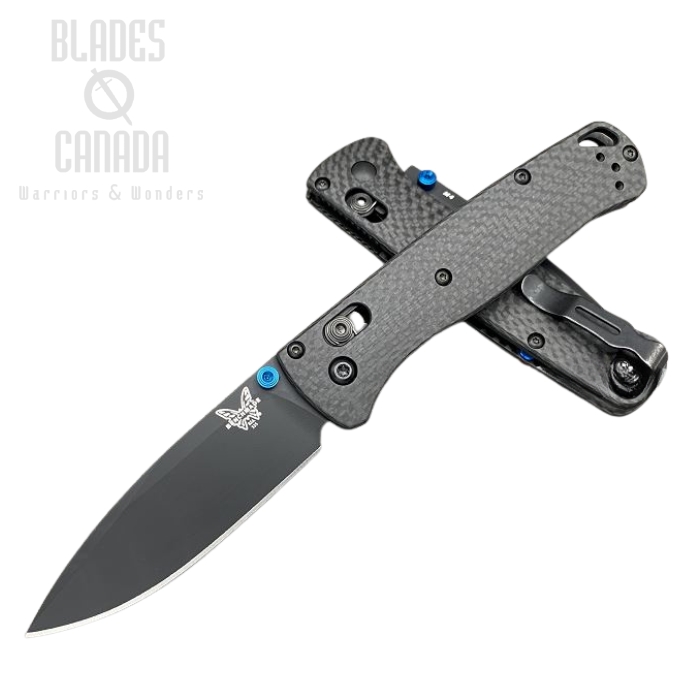 (image for) Benchmade Bugout Customized Folding Knife, M4 Black, Carbon Fiber, Blue Thumbstud, 535CU204