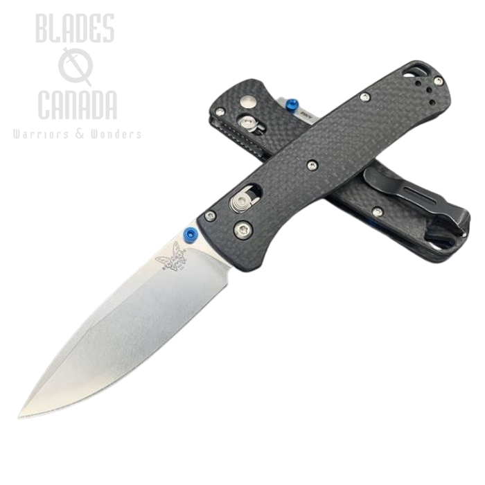 (image for) Benchmade Bugout Customized Folding Knife, 20CV, Carbon Fiber, Blue Thumbstud, 535CU211