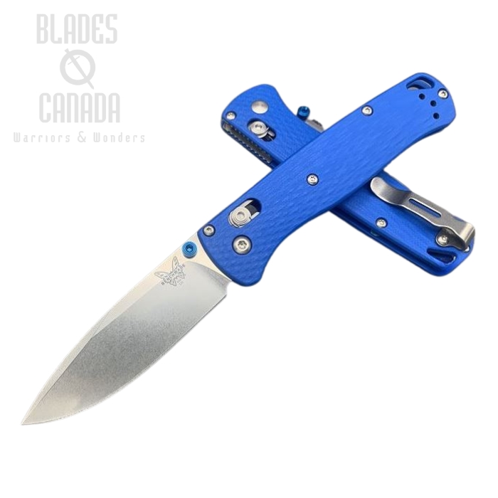 (image for) Benchmade Bugout Customized Folding Knife, S90V, G10 Blue, Blue Thumbstud & Standoffs, 535CU222