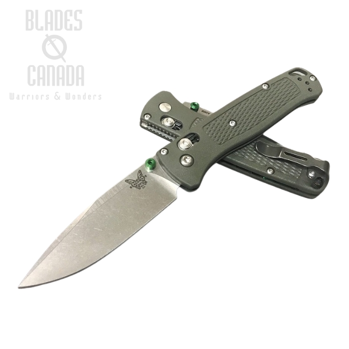(image for) Benchmade Bugout Folding Knife, 20CV, OD Handle, Green Thumbstud & Standoffs, 535CU57