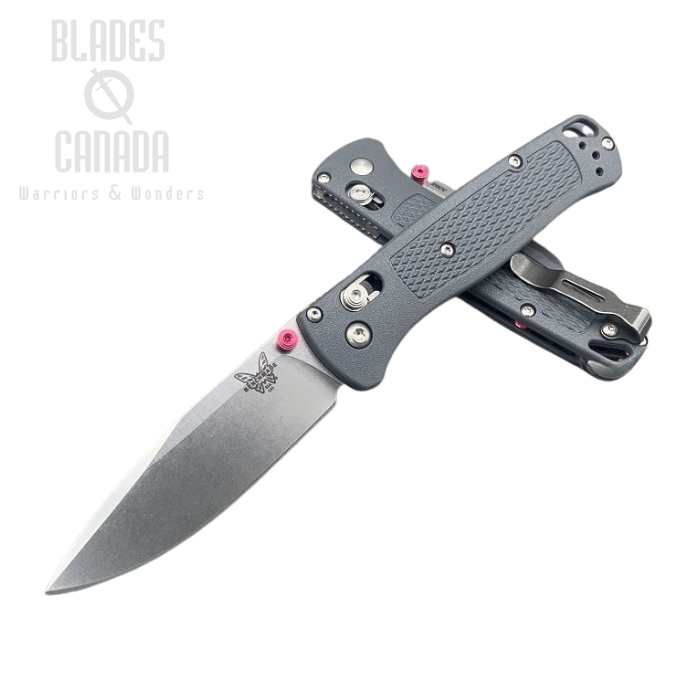 (image for) Benchmade Bugout Folding Knife, 20CV, Dark Grey Handle, Pink Thumbstud & Standoffs, 535CU7
