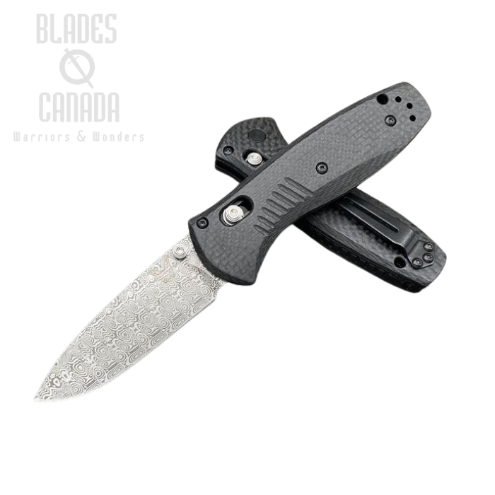 (image for) Benchmade Mini Barrage Osborne Customized Folding Knife, Damasteel, Assisted Opening, Carbon Fiber, 585CU10