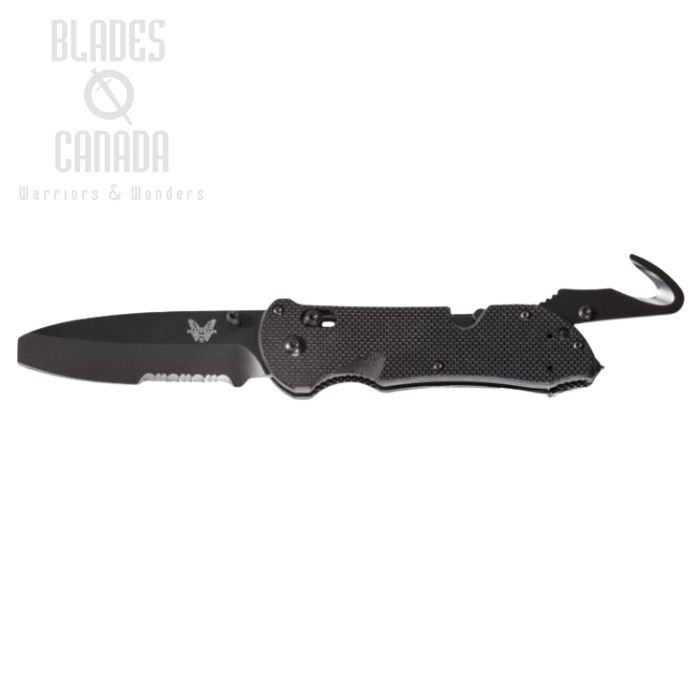 (image for) Benchmade Triage Folding Knife, N680, G10 Black, Glass Breaker/Safety Cutter, 916SBK