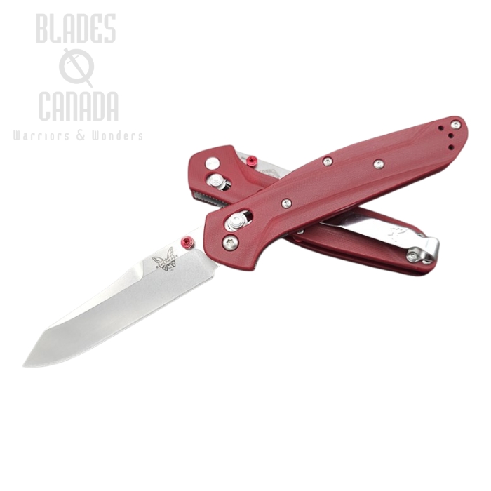 (image for) Benchmade 940 Osborne Customized Folding Knife, S30V, Red G10, Red Thumbstud & Standoffs, 940CU5