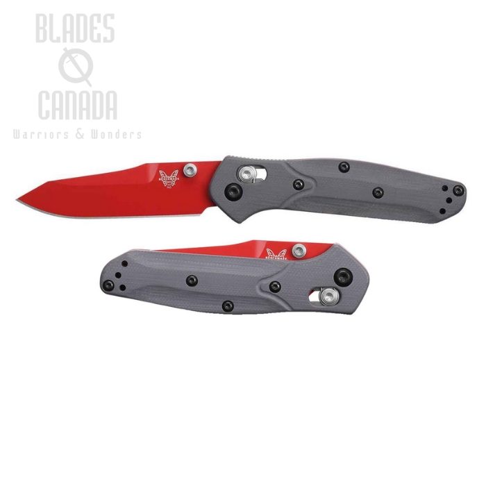 (image for) Benchmade Shot Show 2024 Exclusive Mini Osborne Folding Knife, S90V Red, G10 Gray, 945RD-2401