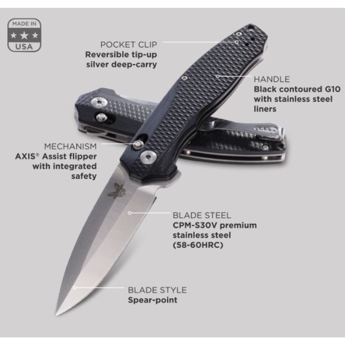 Benchmade Vector Flipper Folding Knife, Assisted Opening, CPM S30V, G10 Black, 495 (image for) Benchmade Vector Flipper Folding Knife, Assisted Opening, CPM S30V, G10 Black, 495