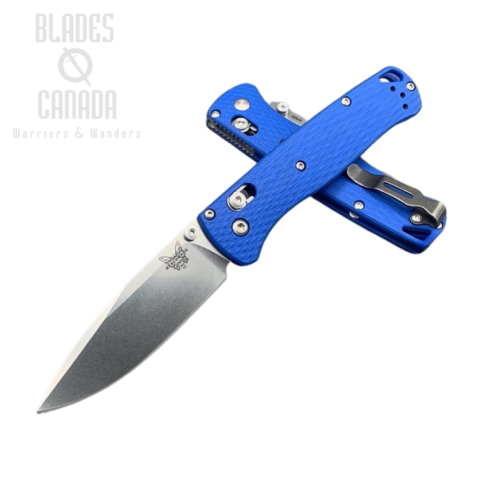 (image for) Benchmade Bugout Folding Knife, 20CV, Blue G10, Satin Thumbstud & Standoffs, 535CU107