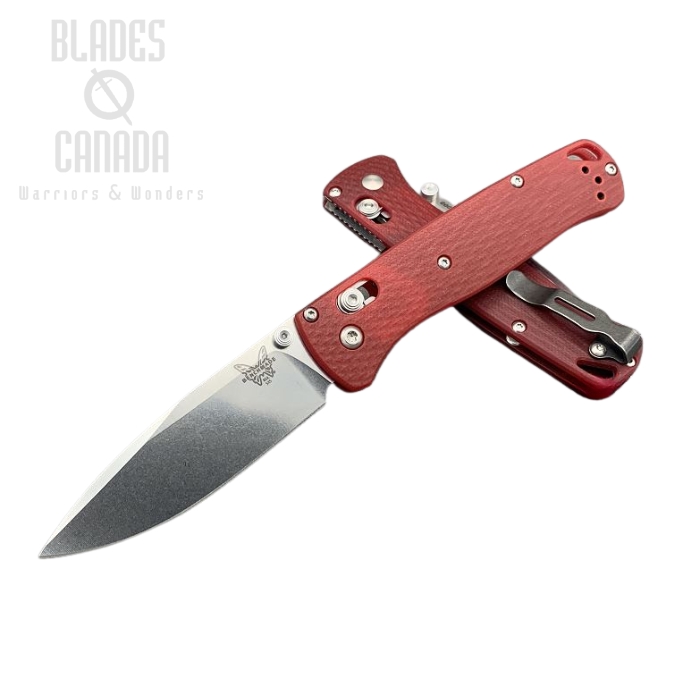 (image for) Benchmade Bugout Folding Knife, 20CV, Red G10, Satin Thumbstud & Standoffs, 535CU118