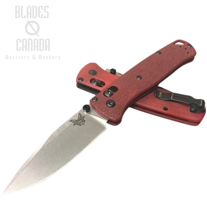 (image for) Benchmade Bugout Folding Knife, 20CV, G10 Red, Black Thumbstud & Standoffs, 535CU119