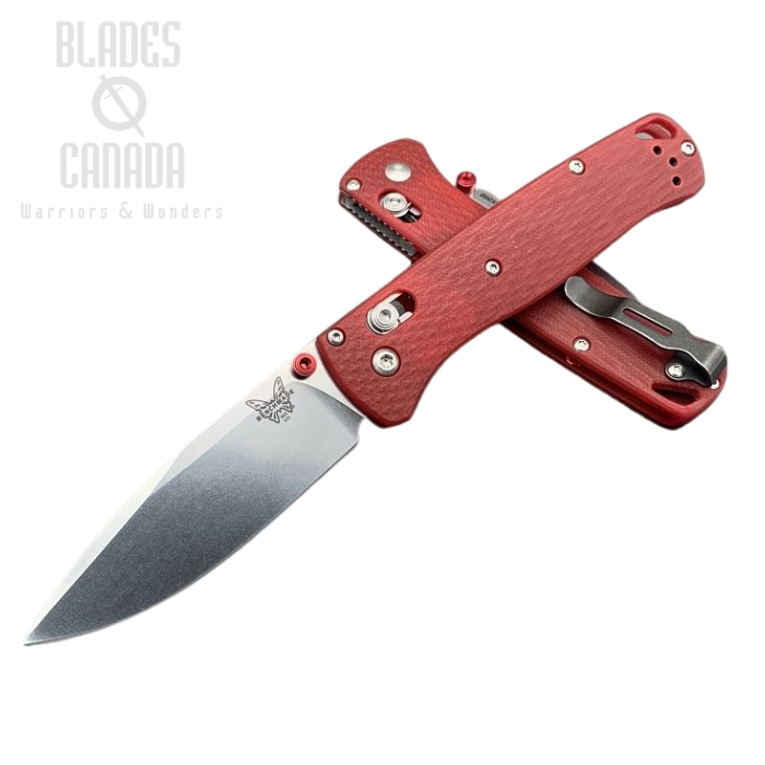 Benchmade Bugout Folding Knife, 20CV, Red G10, Red Thumbstud & Standoffs, 535CU120 (image for) Benchmade Bugout Folding Knife, 20CV, Red G10, Red Thumbstud & Standoffs, 535CU120