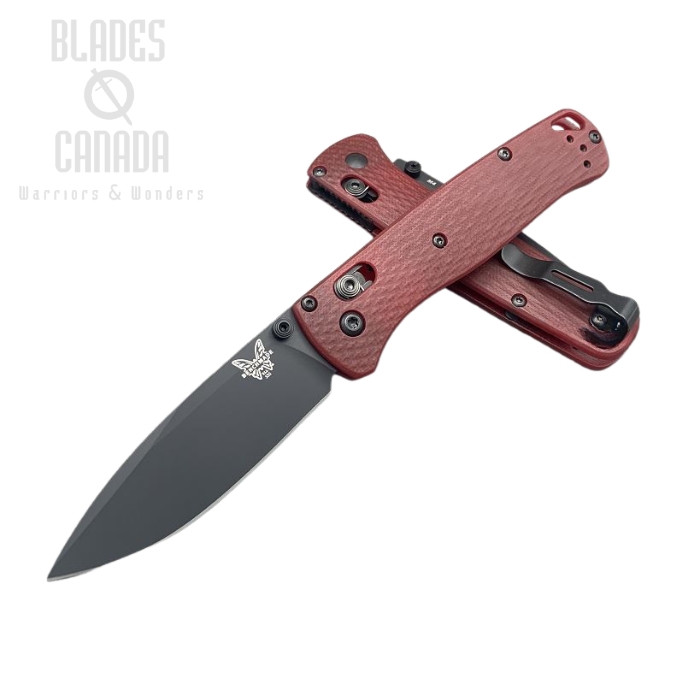 (image for) Benchmade Bugout Folding Knife, M4 Steel, Red G10, Black Thumbstud & Standoffs, 535CU139