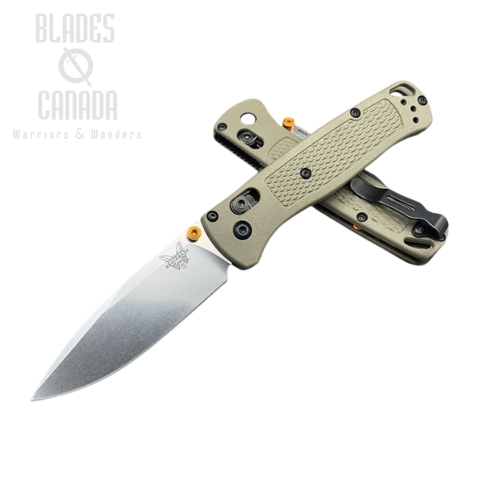 (image for) Benchmade Bugout Folding Knife, 20CV, Ranger Green Handle, Orange Thumbstud & Standoffs, 535CU22