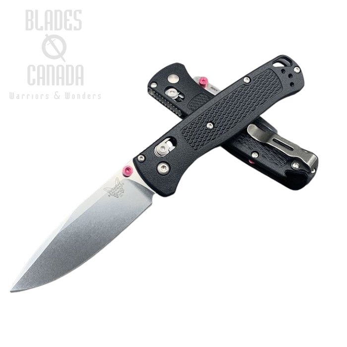 (image for) Benchmade Bugout Folding Knife, 20CV, Black Handle, Pink Thumbstud & Standoffs, 535CU31