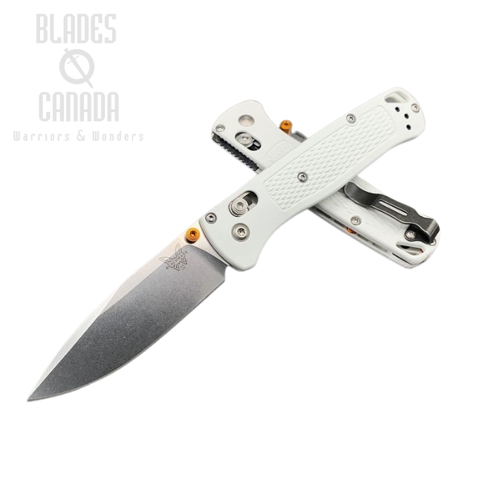 (image for) Benchmade Bugout Folding Knife, 20CV, White Handle, Orange Thumbstud & Standoffs, 535CU79