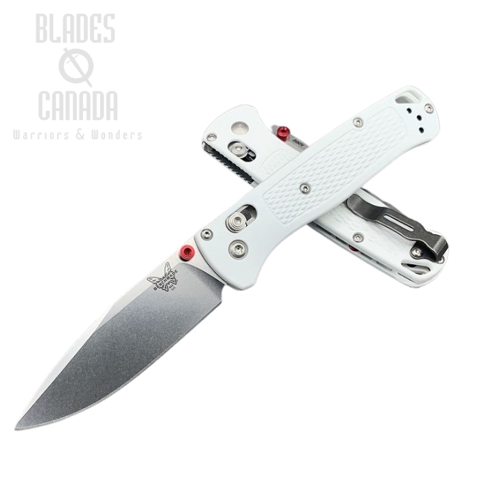 (image for) Benchmade Bugout Folding Knife, 20CV, White Handle, Red Thumbstud & Standoffs, 535CU81