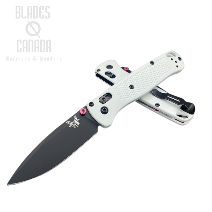 (image for) Benchmade Bugout Folding Knife, 20CV, White Handle, Pink Thumbstud & Standoffs, 535CU83