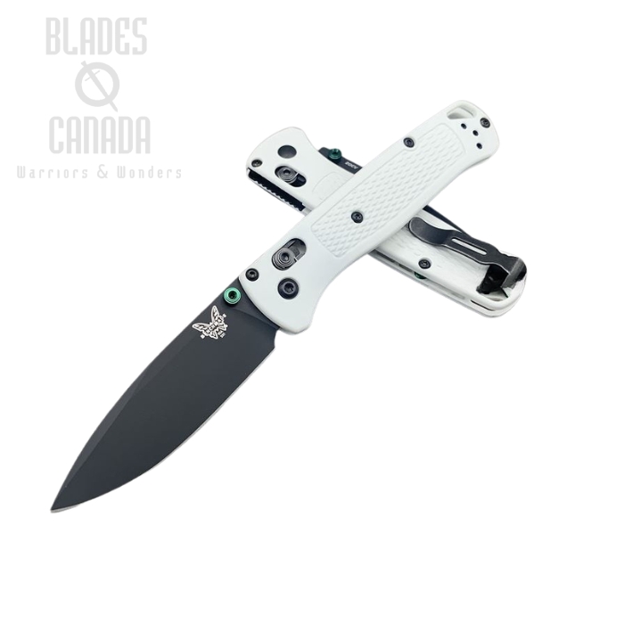 (image for) Benchmade Bugout Folding Knife, 20CV, White Handle, Green Thumbstud & Standoffs, 535CU84