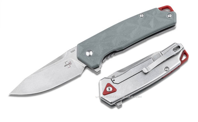 Boker Plus Gemtek Flipper Framelock Knife, D2, G10 Grey, 01BO553