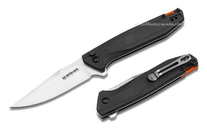 Boker Magnum Border Forest Flipper Button Lock Knife, 440A, Micarta Black, 01SC719