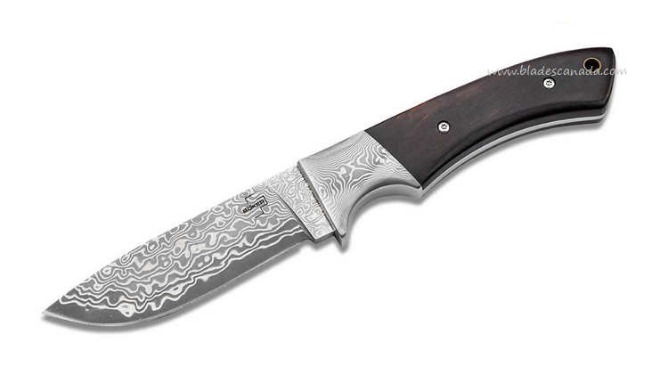 Boker Plus M-One Fixed Blade Knife, Damascus, Ebony Handle, Leather Sheath, 02BO090DAM Boker Plus M-One Fixed Blade Knife, Damascus, Ebony Handle, Leather Sheath, 02BO090DAM
