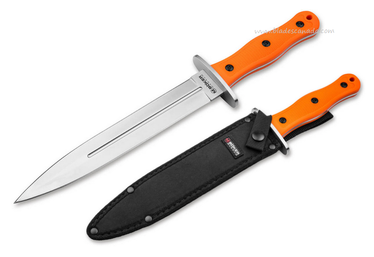 Boker Magnum HL Boar Dagger Fixed Blade Knife, 440C, Orange Handle, 02RY807