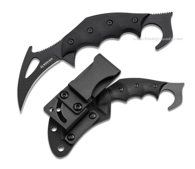 Boker Magnum Carnifex Fixed Blade Knife, 440A Black, G10 Black, Kydex Sheath, 02SC345