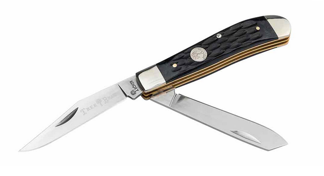 Boker Manufaktur Traditional Series 2.0 Trapper Folding Knife, D2, Jigged Black Bone, 110849