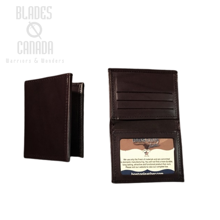 (image for) Boston Leather 165S-1ID Book Style Wallet w/ ID Window - Brown