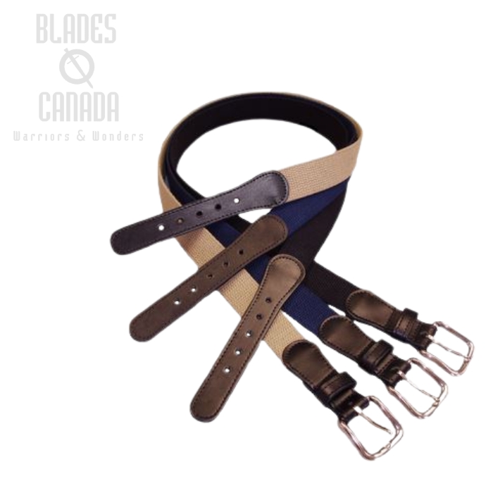 (image for) Boston Leather 6270-10 1.25" Leather Tipped Cotton Belt - Black