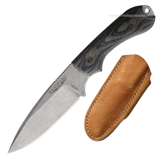 Bradford Guardian 3.2 Fixed Blade Knife, AEB-L SW, 3D Micarta Camo, Leather Sheath, BRAD32FE109A