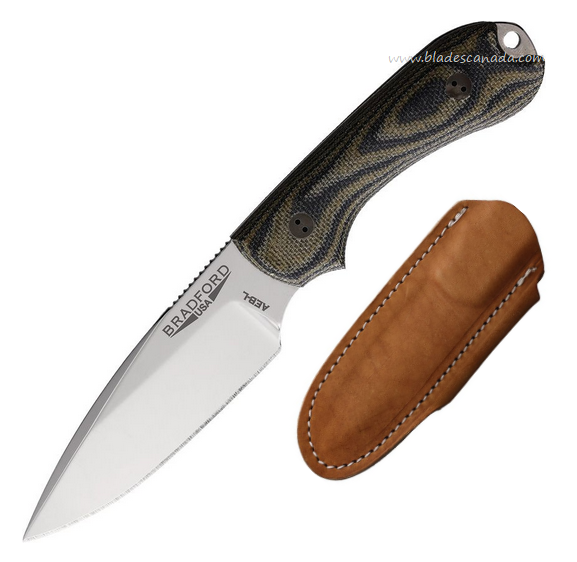 Bradford Guardian 3 HP Fixed Blade Knife, AEB-L Mirror Finish, 3D G10 Camo, Leather Sheath, BRAD3FE109HP