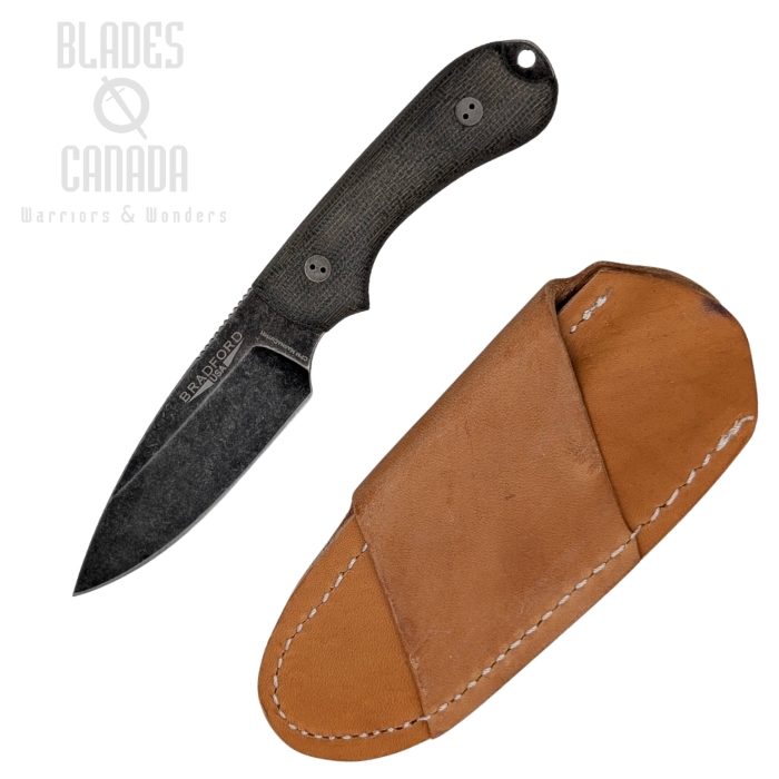 Bradford Guardian 3 Fixed Blade Knife, MagnaCut SW, 3D Micarta OD Green, Leather Sheath, 3S-102N-MCHH