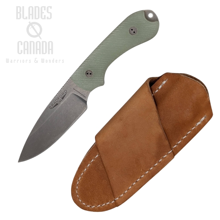 Bradford Guardian 3 Fixed Blade Knife, MagnaCut SW, 3D Microtextured Ghost G10, Leather Sheath, 3S-107-MCHH