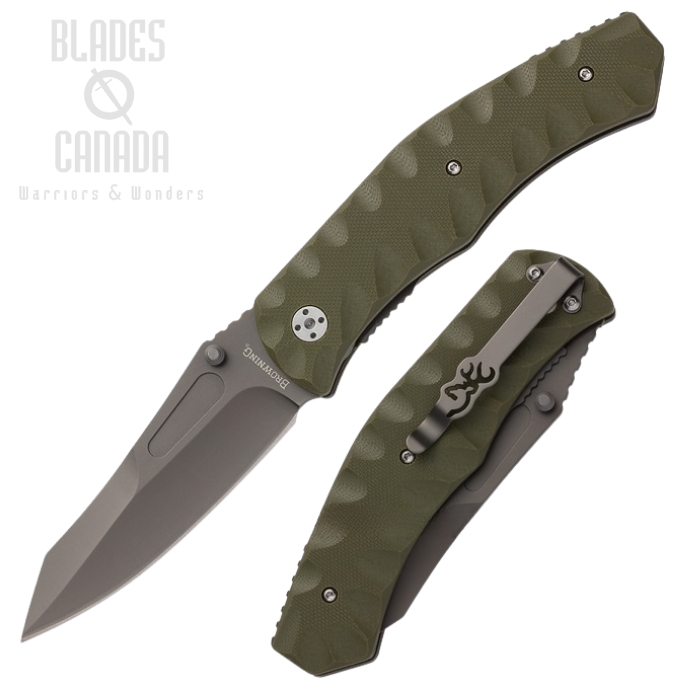 (image for) Browning Knives Linerlock Folding Knife, OD G10 Handle, Assisted Opening, BR0166