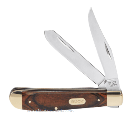 Buck 382 Trapper Slipjoint Folding Knife, Stainles Steel, Wood Handle, 0382BRS