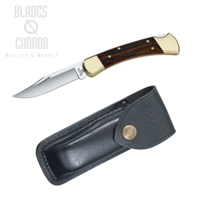 (image for) Buck 110 Hunter Folding Knife, 420HC Steel, Leather Sheath, Ebony Handle, 0110BRS