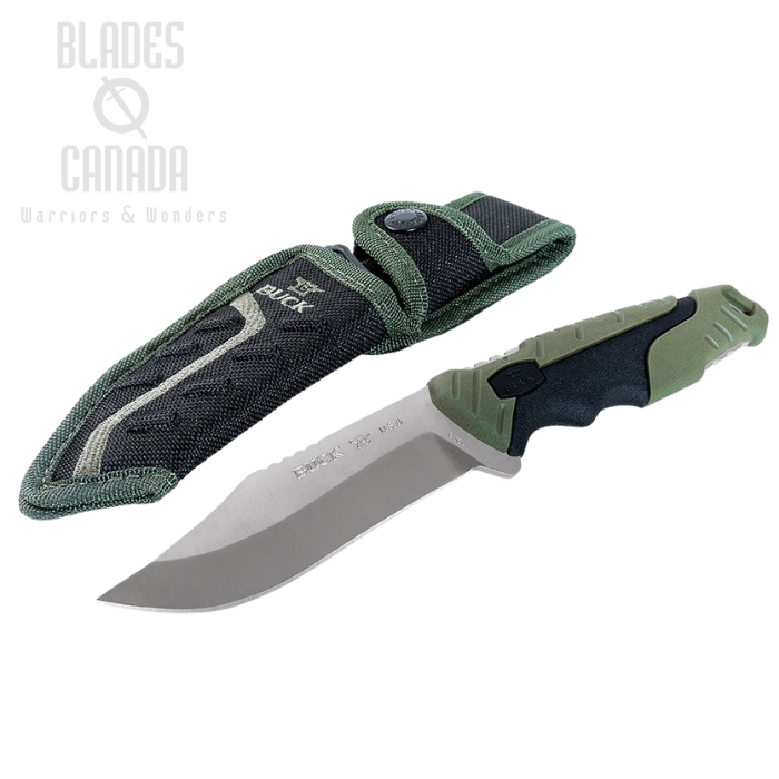 (image for) Buck Pursuit Large Fixed Blade Knife, 420HC Steel, GFN Black/Green, 0656GRS