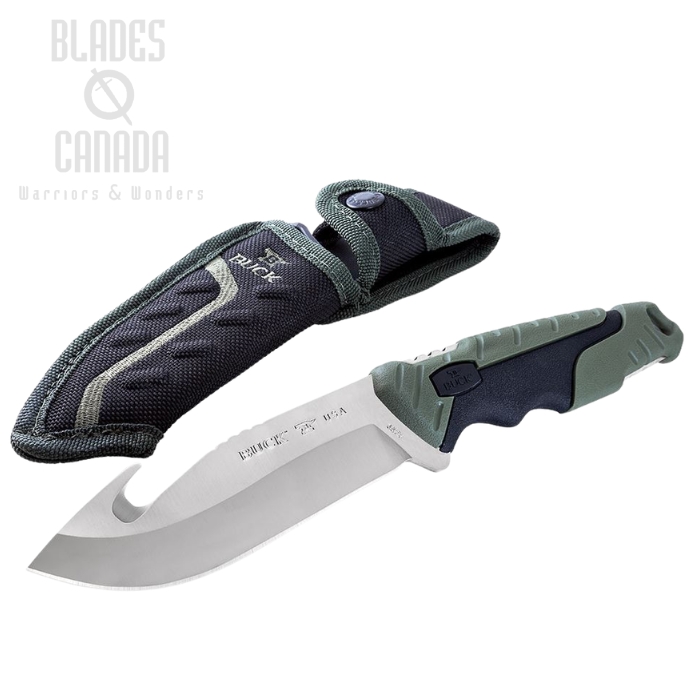 (image for) Buck Pursuit Guthook Large Fixed Blade Knife, 420HC Steel, GFN Black/Green, 657GRG
